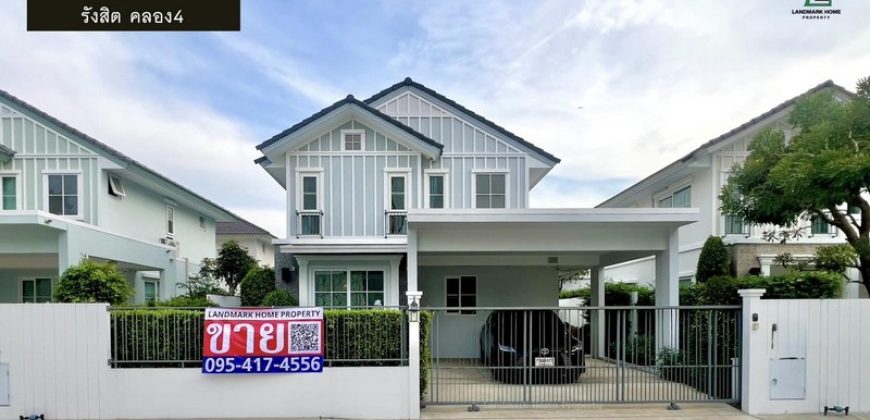 LM26-0046 ขายบ้านเดี่ยว แปลงสวย วิลลาจจิโอ รังสิต คลอง4 พื้นที่ 50.3 ตรว 3 ห้องนอน 3 ห้องน้ำ ทิศเหนือเย็นสบายตลอดปี
