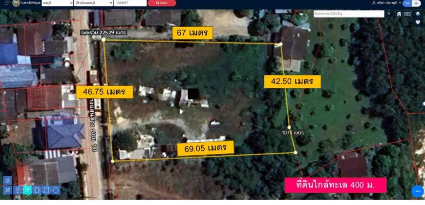 ขายที่ดินบางแสน ใกล้หาดวอนนภา 400 ม. 732 ตร.วา เหมาะทำพูลวิลล่า/โรงแรม