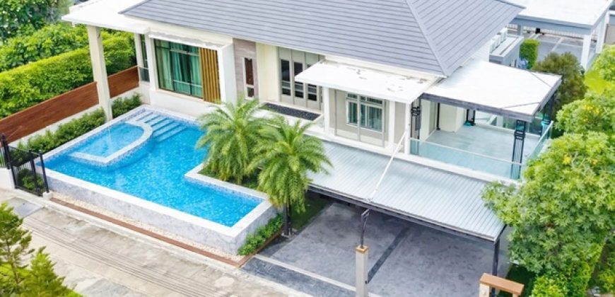 ใกล้ MRTไทรม้า 500ม. ใกล้ตลาดสดท่าอิฐ 1.5 กม คฤหาสน์ Pool Villa หรู 2 ชั้น 5นอน 6น้ำ 132 ตร.ว. 500 ตร.ม.