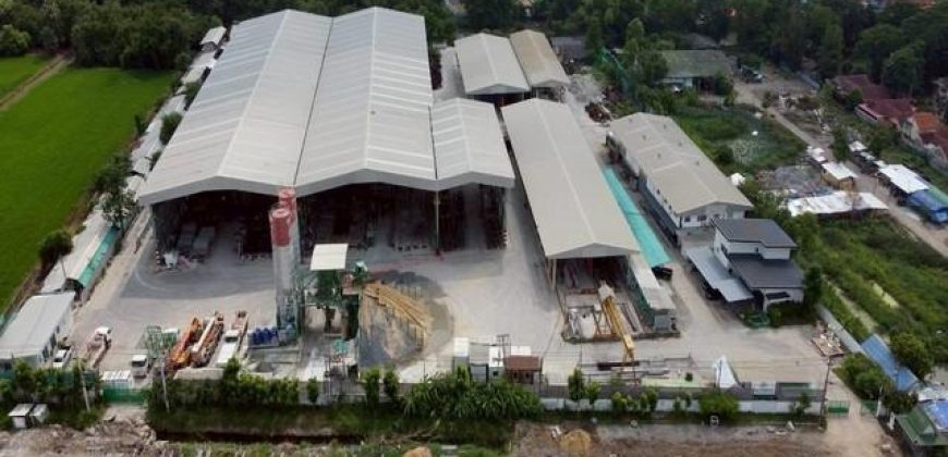 BR 1823 ให้เช่าโรงงานเนื้อที่ 17 ไร่ ลำลูกกาคลอง 9 ปทุมธานี โรงงานพรีคาสท์ พร้อมเครื่องจักร มีใบ รง.