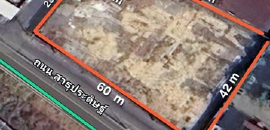 ขายที่่ดิน ถนนรัชดาภิเษก ย่านพระราม 3 เข้าซอยสาธุประดิษฐ์ 30 เนื้อที่ 533.5 ตารางวาละ 240,000 บาท ราคา 128,040,000 บาท