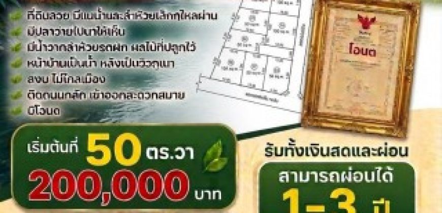 ขายที่ดิน100 ตารางวา เจ้าของขายเอง บ้านท่าหลุก แม่ยาว เชียงราย 0999830889